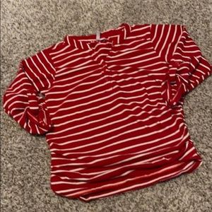 Oh Mamma maternity top blouse striped red size large
